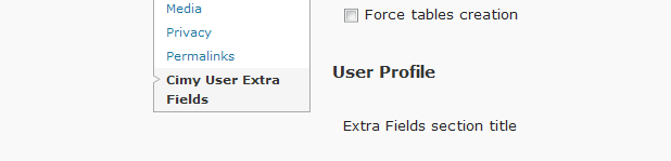 Cimy User Extra Field under Settings Cimy User Extra Field under Settings