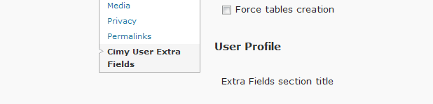 Cimy User Extra Field under Settings